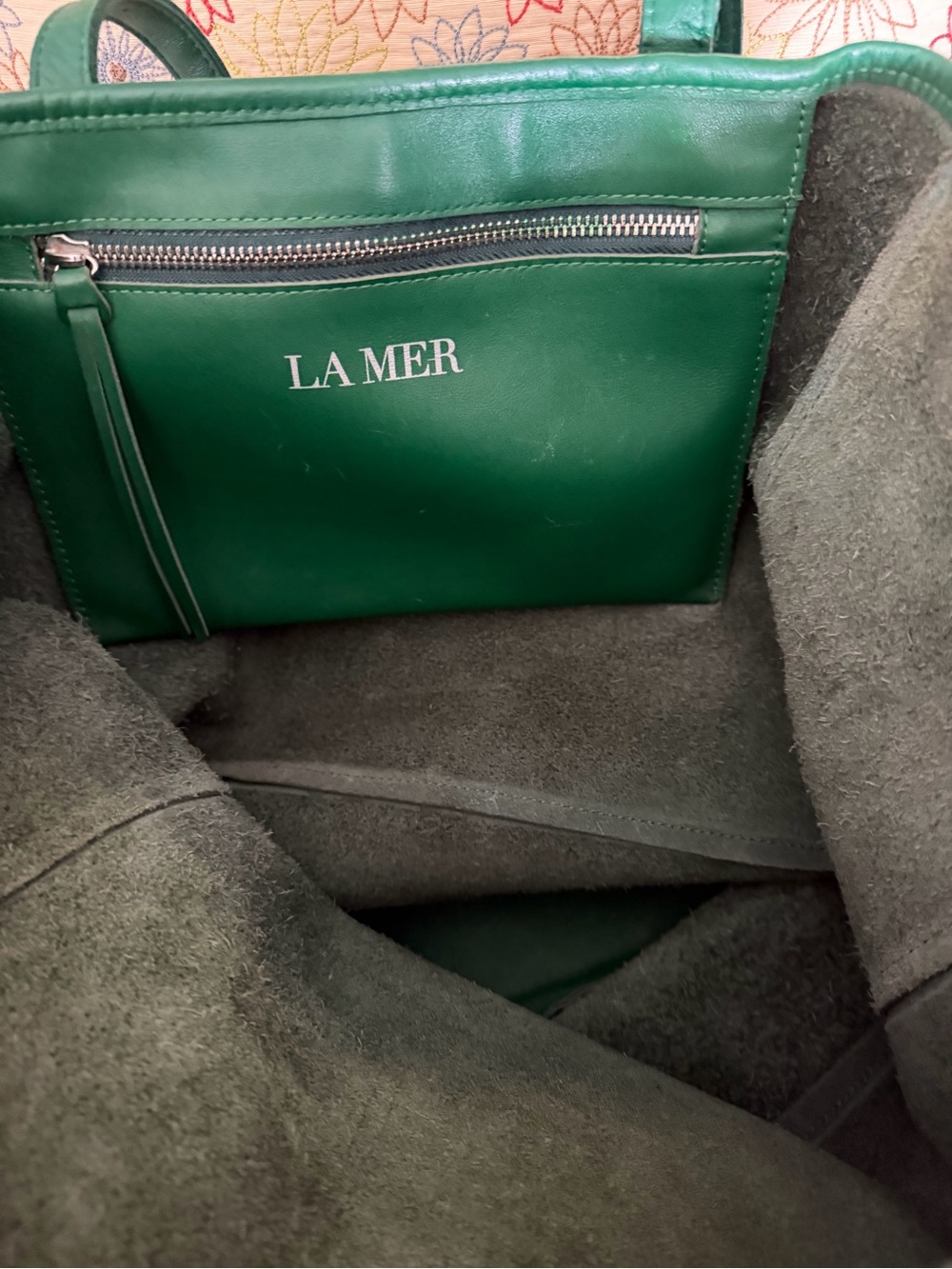 La Mer Green Leather Tote Bag - Picture 5 of 7